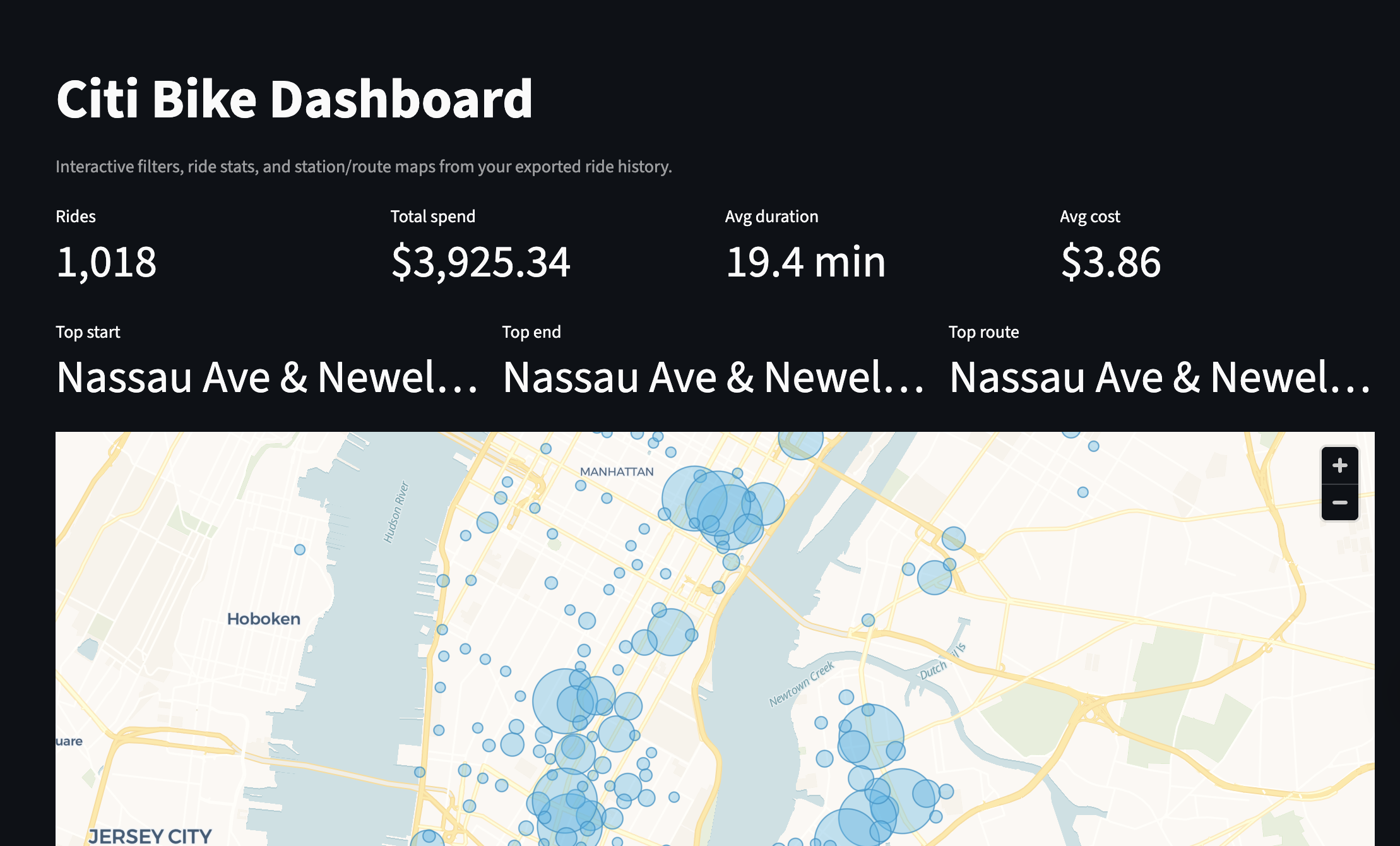 Citibike Map screenshot